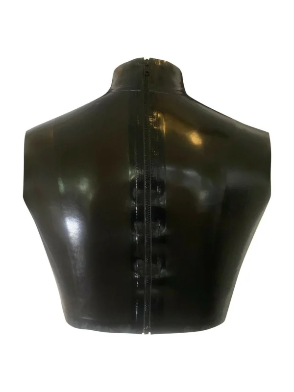 Black Latex Mens Sleeveless Crop - Image 2
