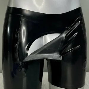 Latex Black Sailor Front Shorts