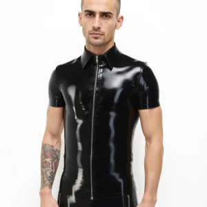 Latex Translucent Black Shirt (Short Sleeves)