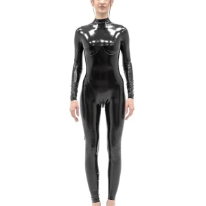 Latex Black Back Zipper Catsuit