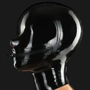 Latex mask with mouth zipper