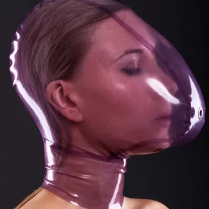 Latex ecstasy mask with a small hole for breath control