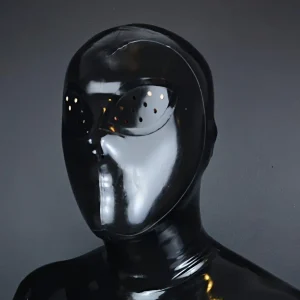 Latex mask hood that limits vision and made to measure