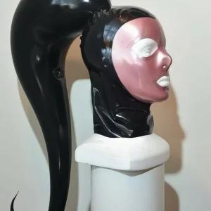 Latex mask with inflatable ponytail
