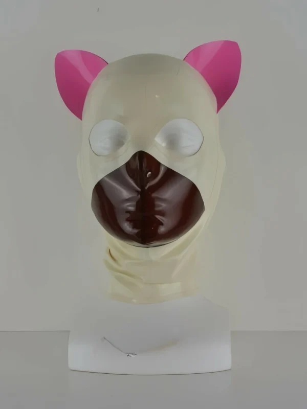 Latex hood with attached ears and split face - Image 2