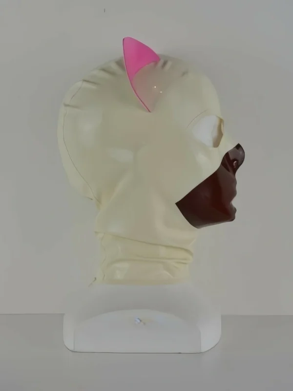 Latex hood with attached ears and split face - Image 3