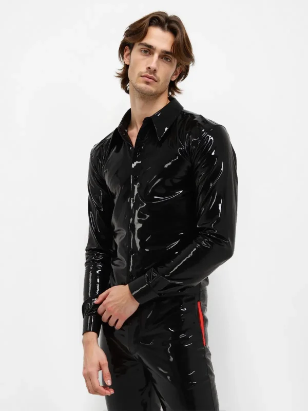Latex Classic Shirt In Black - Image 2