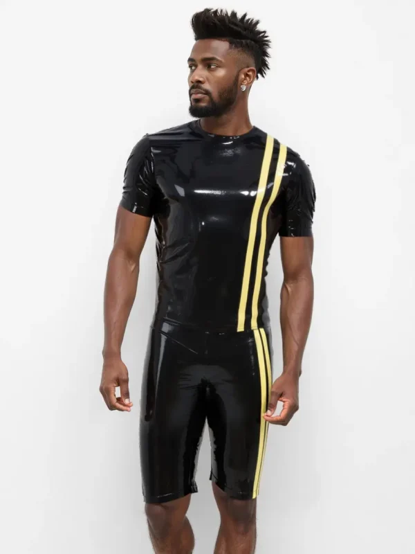 Latex Black Shirt with Yellow Stripes - Image 3