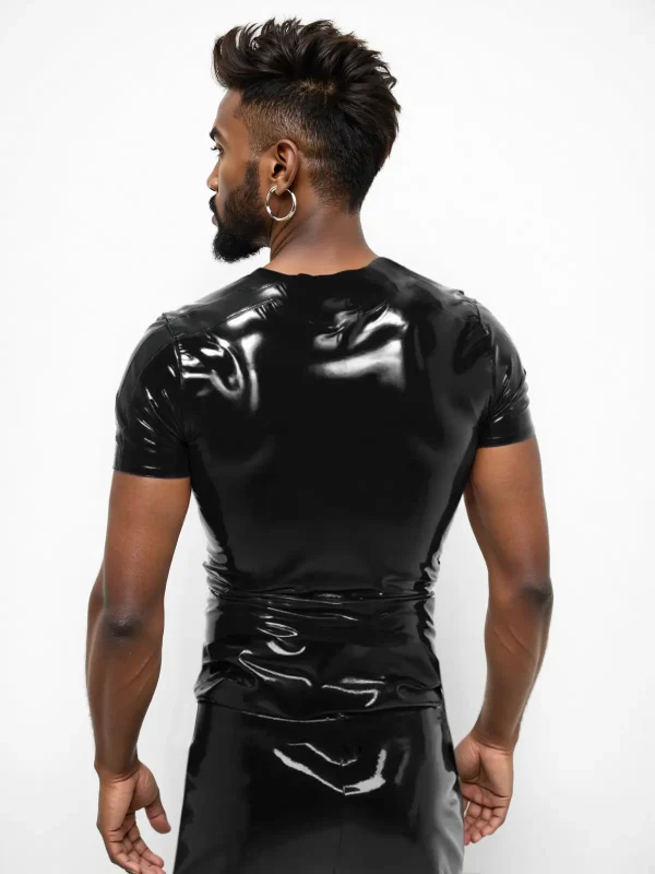 Latex Black Shirt with Yellow Stripes - Image 4