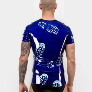 Latex Front-Zip T-Shirt with Boot Print