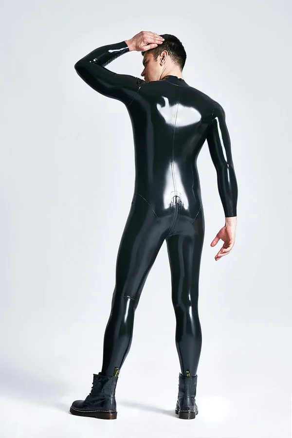 Male Mr Muscles Front-zip Latex Catsuit - Image 7