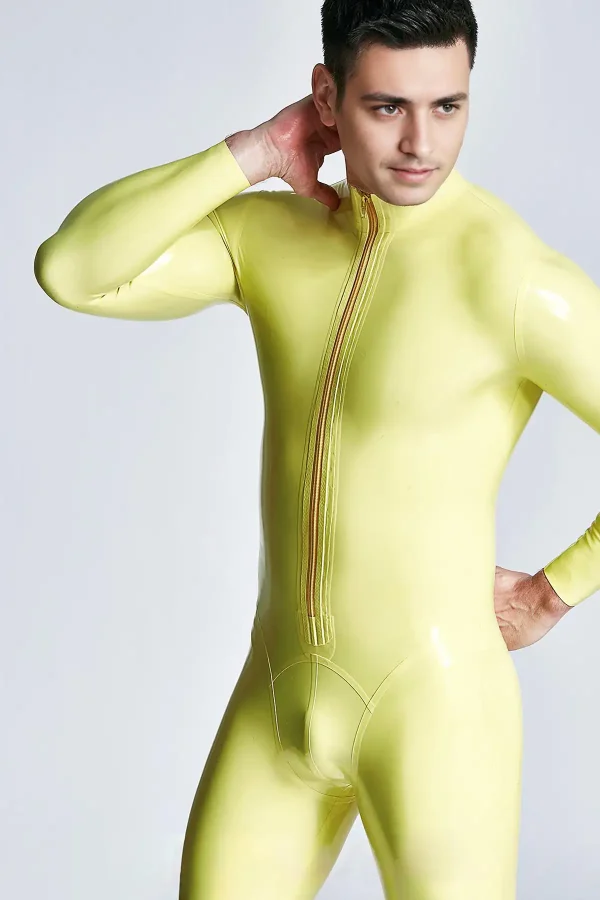 Male Mr Muscles Front-zip Latex Catsuit - Image 8