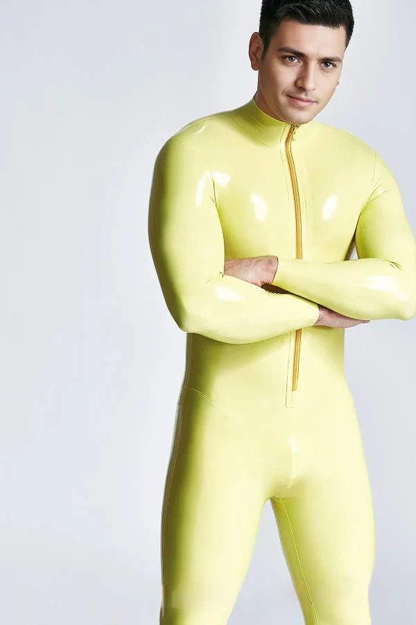 Male Mr Muscles Front-zip Latex Catsuit - Image 9