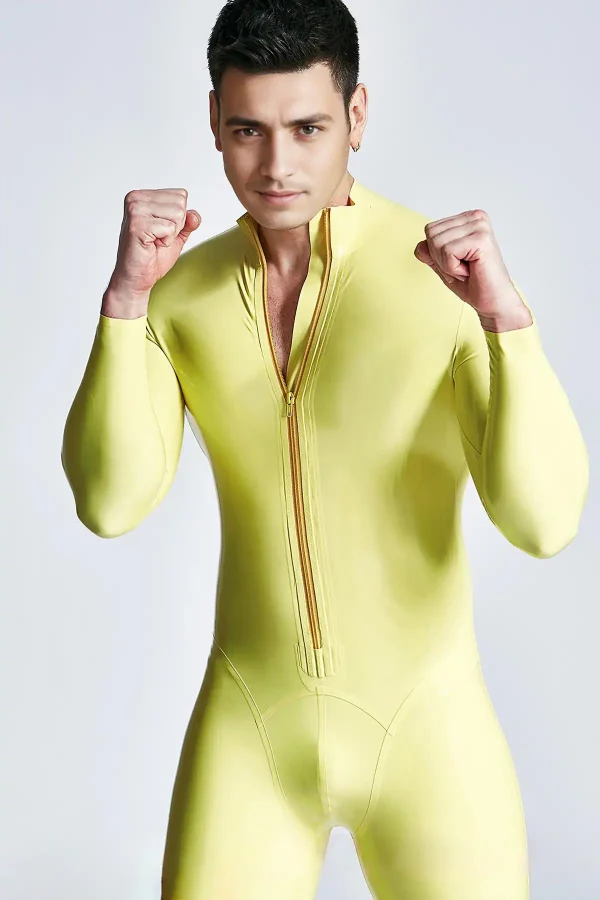 Male Mr Muscles Front-zip Latex Catsuit - Image 10