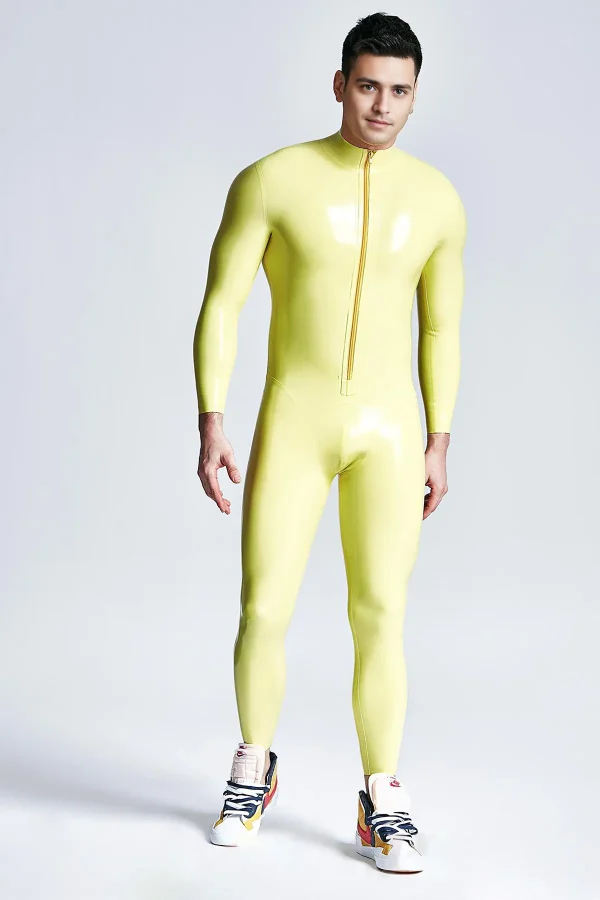 Male Mr Muscles Front-zip Latex Catsuit - Image 11