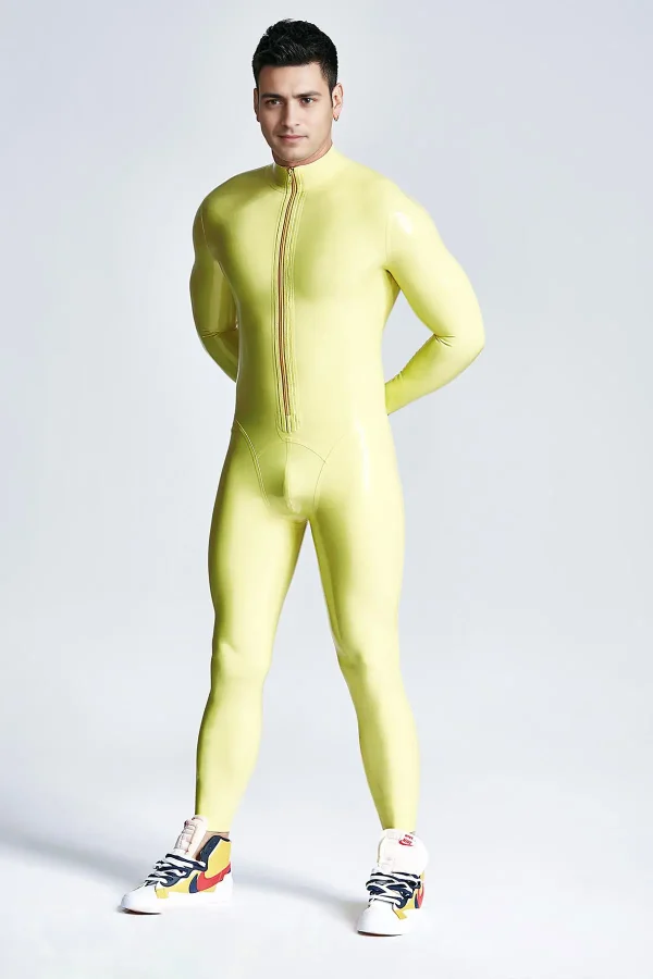 Male Mr Muscles Front-zip Latex Catsuit - Image 13