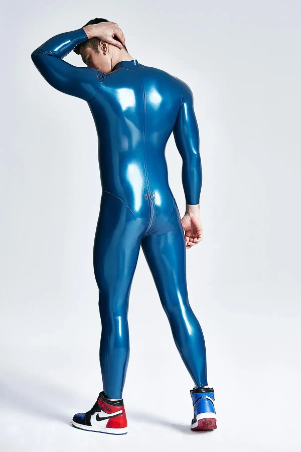 Male Mr Muscles Front-zip Latex Catsuit - Image 20