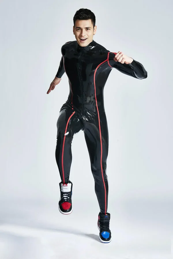 Male Diamond Dude Front Through-Zipper Catsuit - Image 3