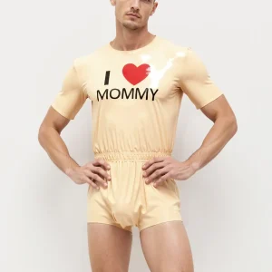 Latex Mommys Boy Neck Entry Sleepsuit For Men