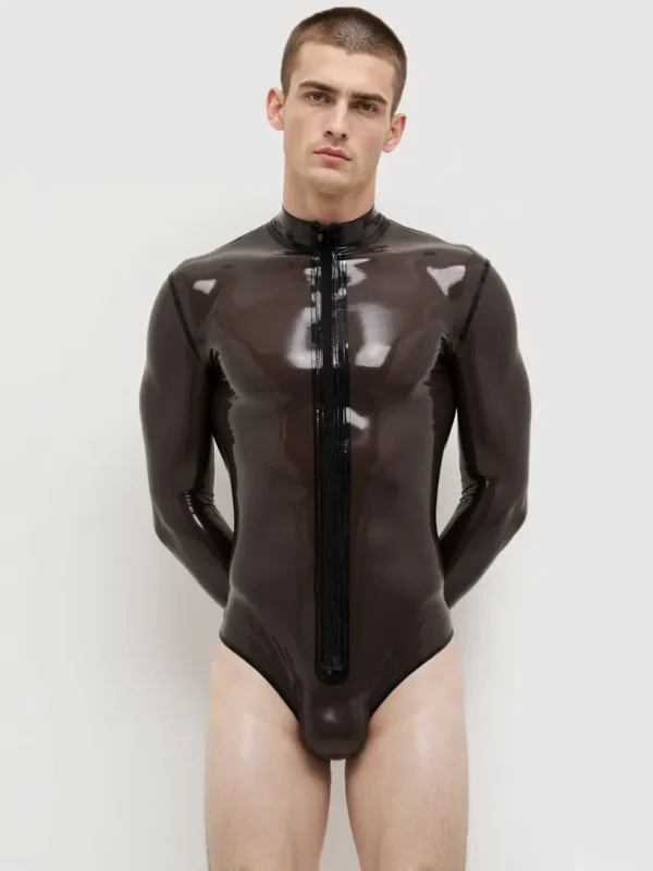 Latex Long-Sleeved Leotard For Men - Image 2