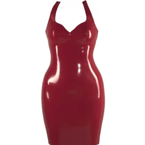 Fitting latex halter dress