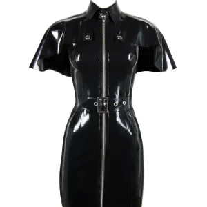 Latex dress boasts princess seams