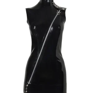 Fitted sleeveless latex mini dress