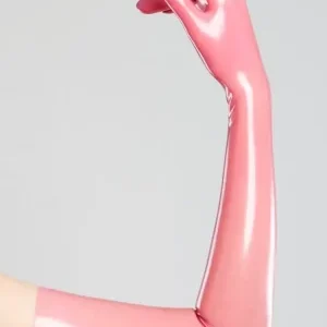 Long pink gloves made of molded latex