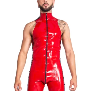 Flaming Sleeveless latex suit