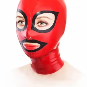 Latex mask with back zipper and contrasting eyes and mouth