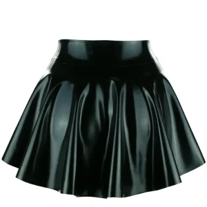 Latex Hi-lo Micro Mini Skater Skirt