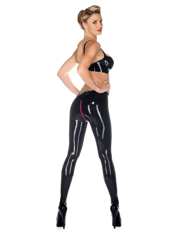 Latex Black Crotch-Zip Tights - Image 2