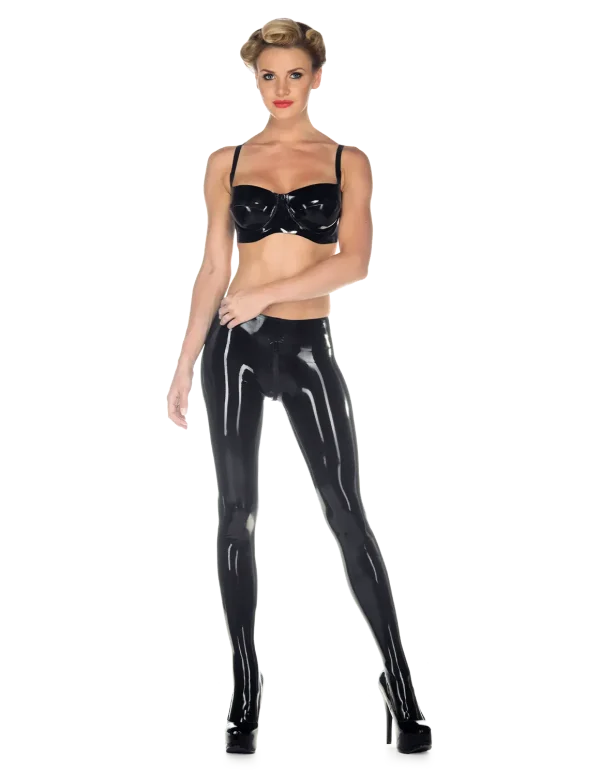 Latex Black Crotch-Zip Tights - Image 3