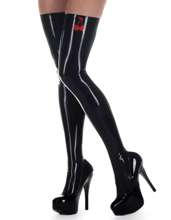 Latex Black Cerise Stockings