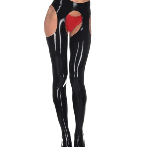 Latex Black Suspender Tights