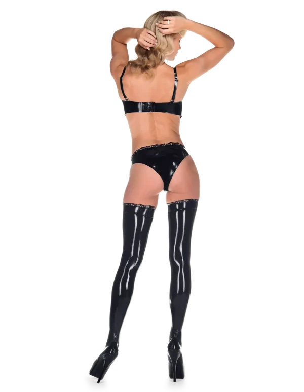 Latex Black Deco Stockings - Image 3