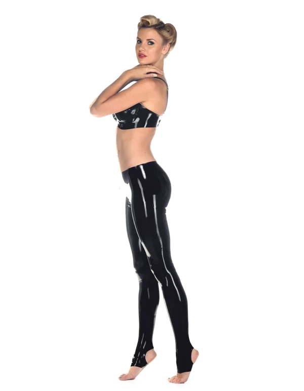 Latex Black Stirrup Tights - Image 2