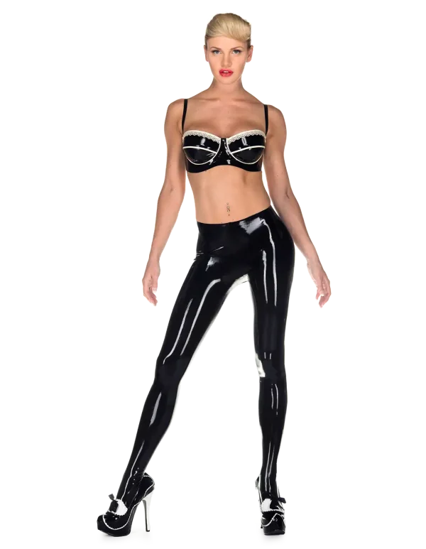 Latex Black Exposed Tights - Image 2