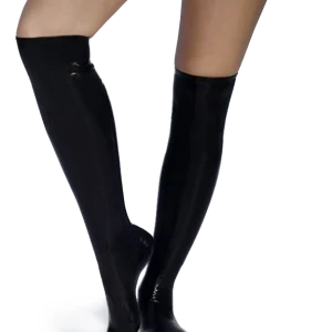 Latex Black Knee Stockings