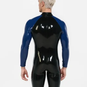 Latex High Neck Bodysuit With Long Sleeves For Men